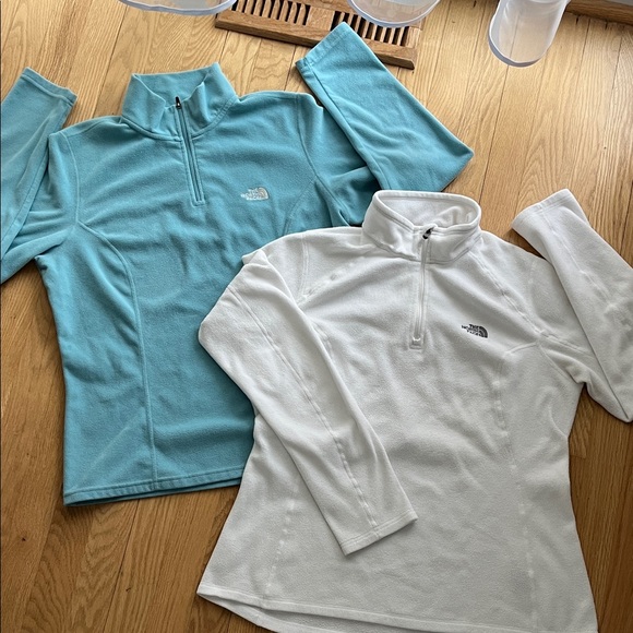 The North Face Tops - The North Face Women's Teal and White Quarter-Zip Tops